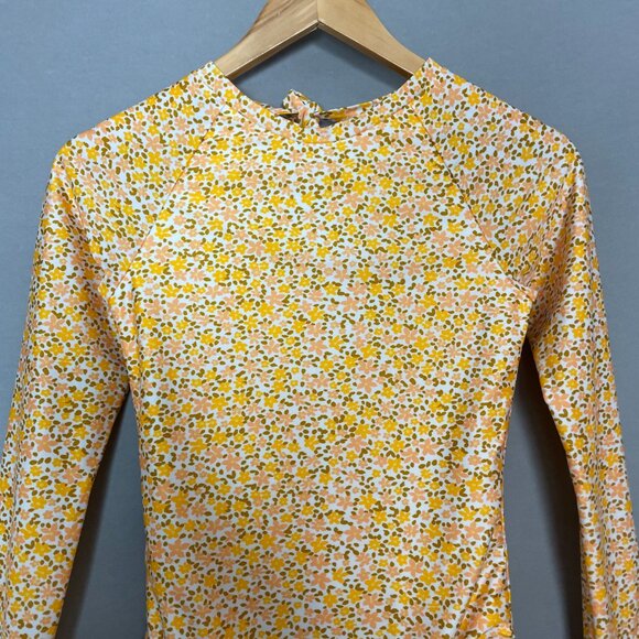 NWT Art Class Girls' Swimsuit Ditsy Meadow Rash Guard One Piece XL 14 Yellow - Picture 4 of 12